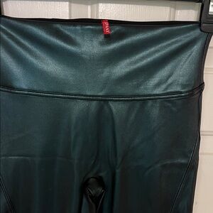 SPANX Shiny Dark Green Leggings
